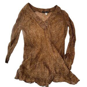 Les Copains SILK Cheetah Animal Print beaded tunic top S